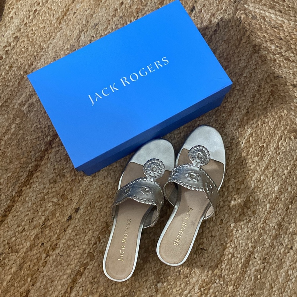Jack Rogers platinum wedge sandals